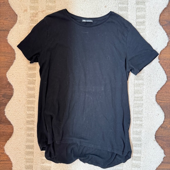 Zara Oversized Scoop Neck Black T-Shirt - Picture 3 of 3